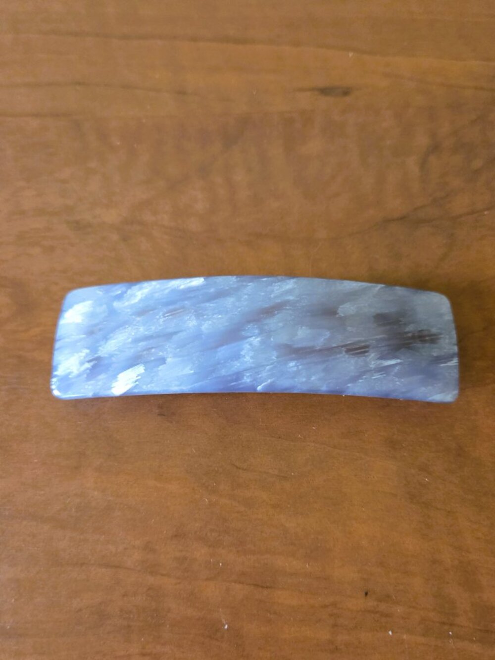 French Hair Barrette France Blue Pearl-like Design Rectangular  Made in France